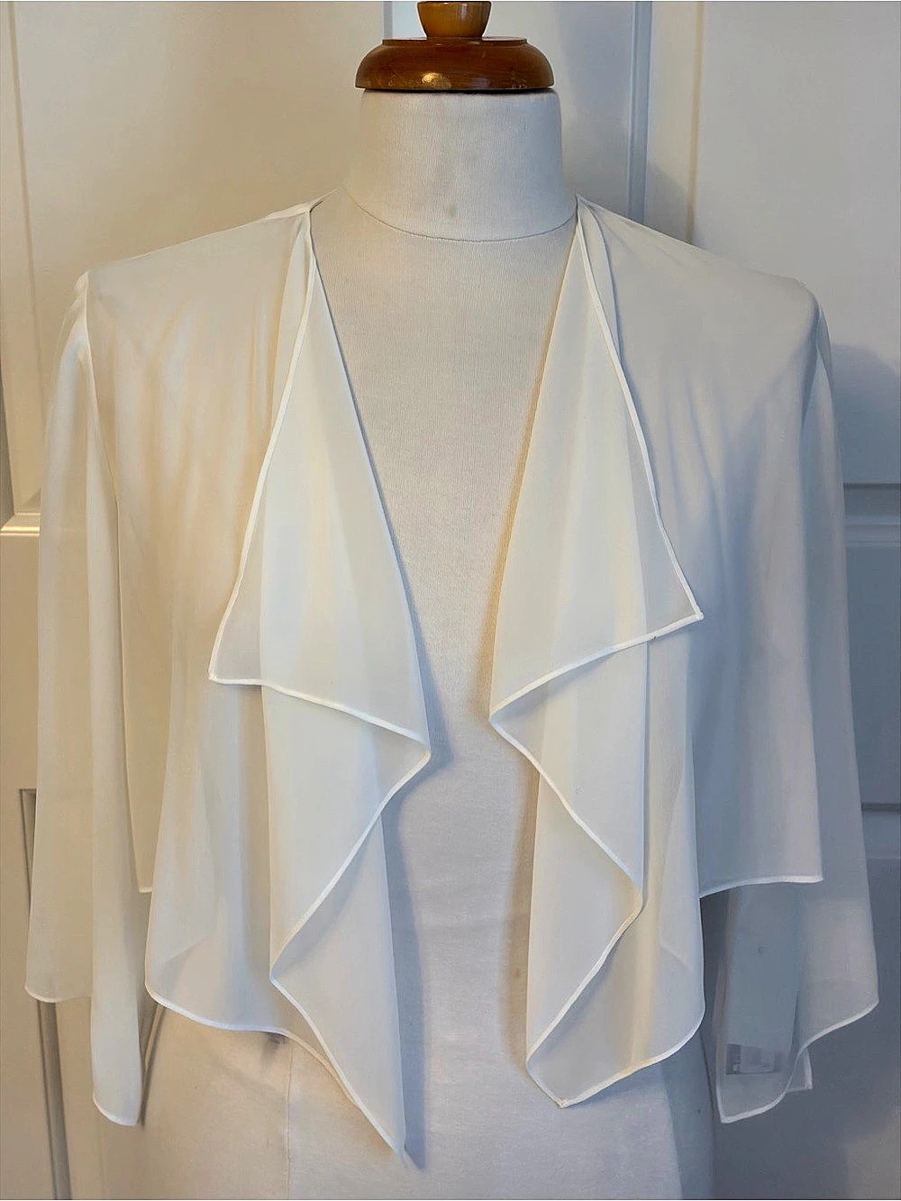 Alex Evenings Sheer Chiffon Split 3/4 Sleeve Handkerchief Hem Bolero